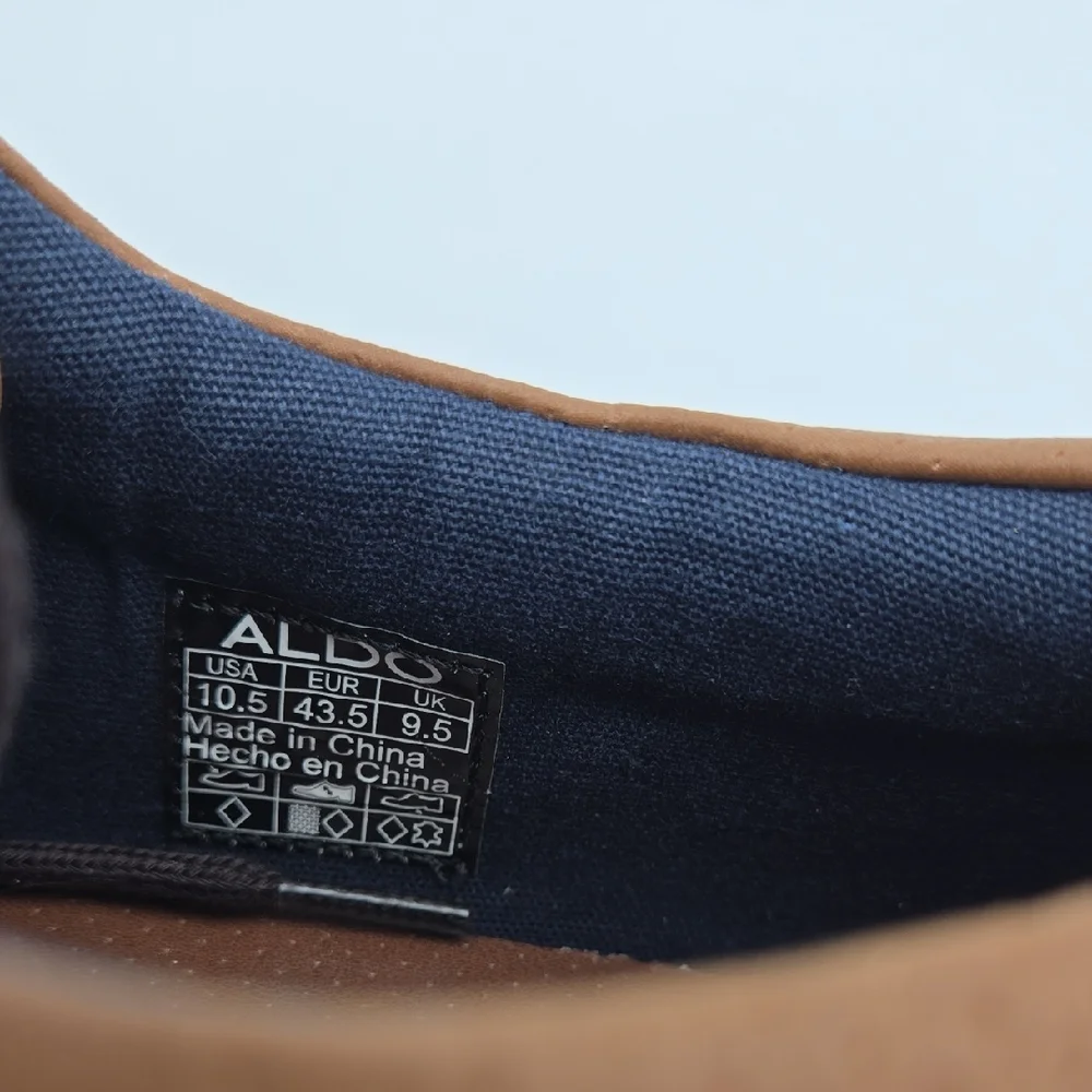 Aldo Men's Casual Boat Shoes, Brown with white sole, Size 10.5